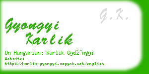 gyongyi karlik business card